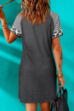 Gray AMERIC VIBES Graphic Leopard Striped Sleeve Dress