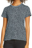 Gray Cheetah Print O-neck Short Sleeve T Shirt