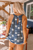 Gray Vintage Knitted Starry Print Plus Size Tank Top