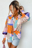 Multicolor Mixed Print Button Front Cuffed Sleeve Shirt
