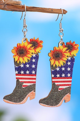 Western American Flag Boots Earrings MOQ 5pcs