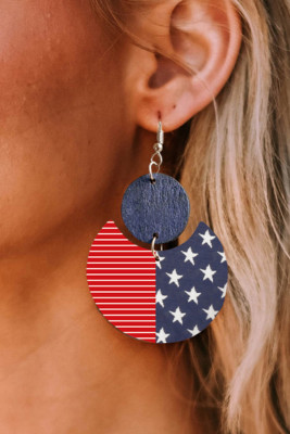 American Flag Print Wooden Earrings MOQ 5pcs