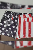 American Flag Print Denim Shorts