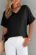 Black Solid V Neck Short Sleeve Blouse