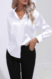 Plain Silky Open Button Long Sleeves Blouse Shirt