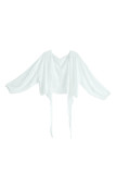 White Open Front Tie Kimono