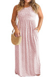 Pink Plus Size Leopard Print Sleeveless Maxi Dress