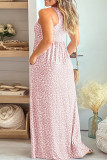 Pink Plus Size Leopard Print Sleeveless Maxi Dress