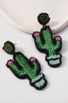 Boho Glitter Cactus Beads Earrings