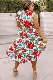 Multicolor Plus Size Floral Midi Dress