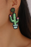 Boho Glitter Cactus Beads Earrings