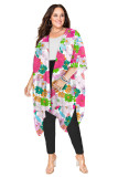Multicolor Vintage/Floral Print Plus Size Kimono