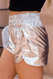 Shiny High Waist Sports Shorts 