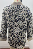 Leopard Print Corduroy Pockets Open Buttoned Jacket