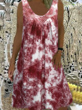 Hollow Out Splicing Tie Tie Sleeveless Tank Dress