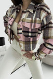 Pink Plaid Button UP Short Jacket 