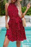 Polka Dot Halter Smocked Dress 
