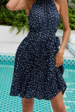 Polka Dot Halter Smocked Dress 