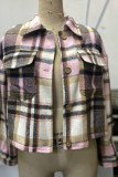 Pink Plaid Button UP Short Jacket 