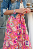 Multicolor Boho Geometric Print Maxi Skirt