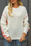 Plain Contrast Tape Two Tones Pullover Sweater
