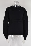 Plain Crochet Knit Pullover Sweater
