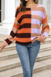 Color Block Striped Knit Pullover Sweaters