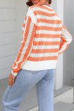 Crochet Hollow Out Stripe Knit Sweater