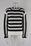 Crochet Hollow Out Stripe Knit Sweater