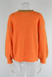 Plain Contrast Tape Two Tones Pullover Sweater