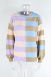 Color Block Striped Knit Pullover Sweaters