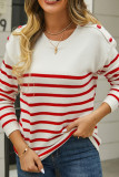 Stripes Splicing Button Knitting Sweater 