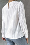 White Ribbed Crewneck Puff Long Sleeve Top