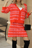 Geometric Knit Button Cardigan With Skirt Two Pieces Dress