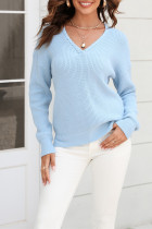 V Neck Cable Knitting Sweater 