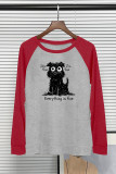 Funny Exhausted Cat Graphic Long Sleeve Top