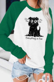 Funny Exhausted Cat Graphic Long Sleeve Top