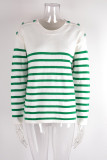 Stripes Splicing Button Knitting Sweater 