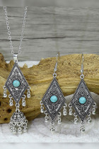 Geometric Alloy Earrings With Necklace Set MOQ 5 Sets