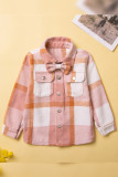 Kid's Open Button Plaid Blouse With Bow 