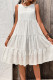 White Eyelet Sleeveless Splicing Ruffle Dress 