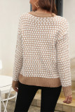Contrast Color Texture Knit Pullover Sweater