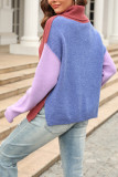 Color Block Turtle Collar Knit Sweaters