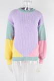 Multicolor Block Pullover Sweaters