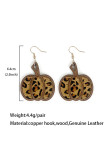 Leopard Pumpkin Wood Earrings