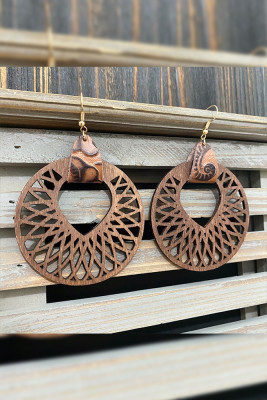 Hollow Out Wooden Earrings MOQ 5pcs