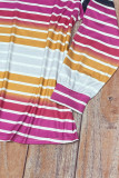 V Neck Multicolor Striped Plus Size Top