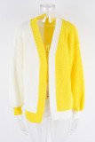 Color Block Open Knit Sweater Cardigans