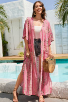 Pink Bohemian Tie Dye Oversize Long Kimono