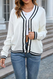 V Neck Open Button Knit Cardigan